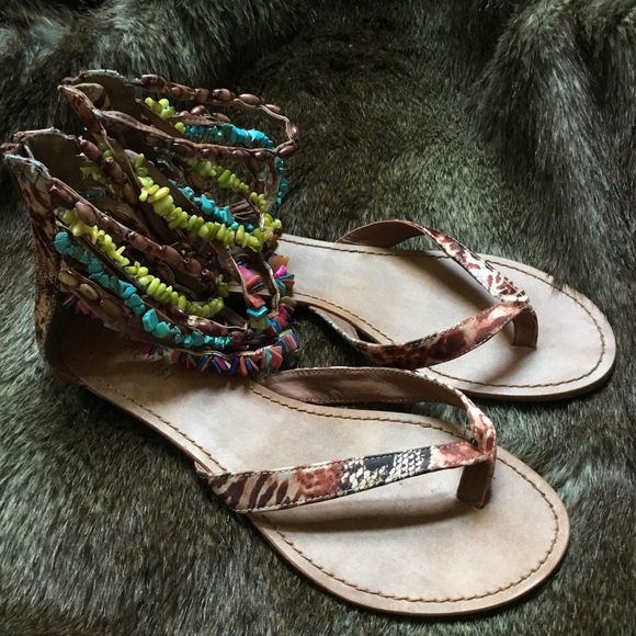 beaded ankle sandals